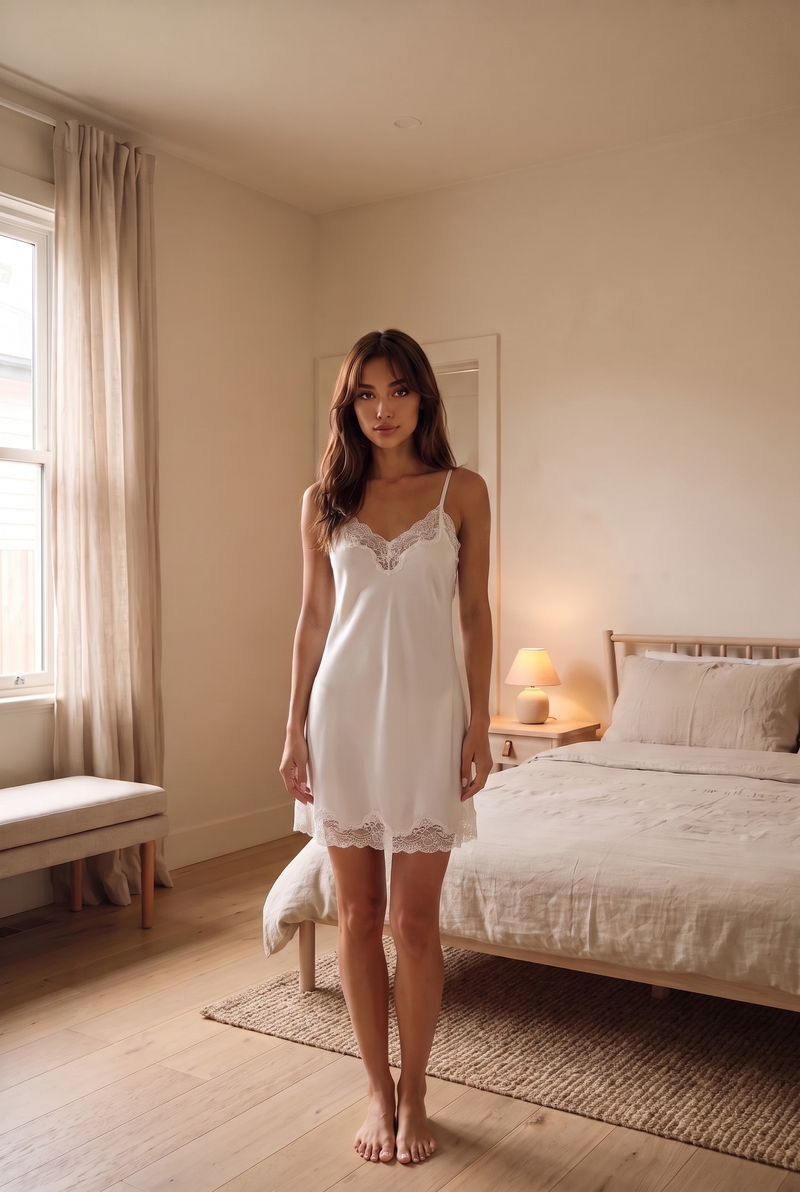 White Lace Trim Slip Nightdress product image 1