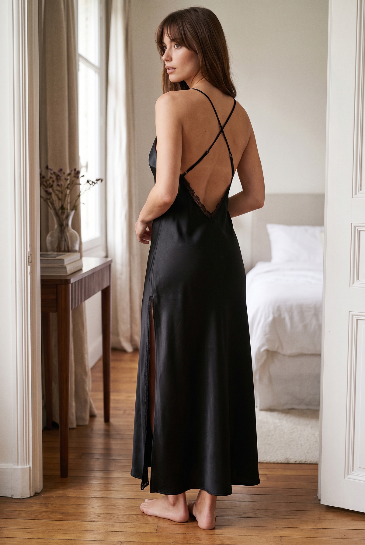 Black Lace Trim Crossback Nightdress product image 4