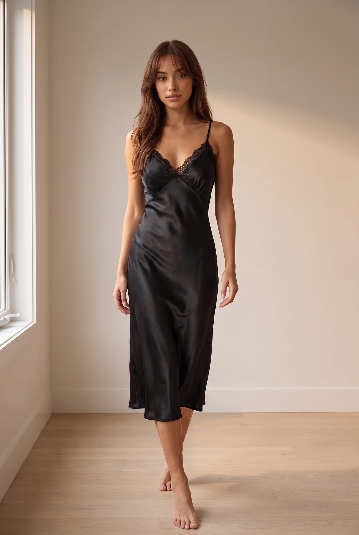 Black Lace Trim Crossback Nightdress product image 5
