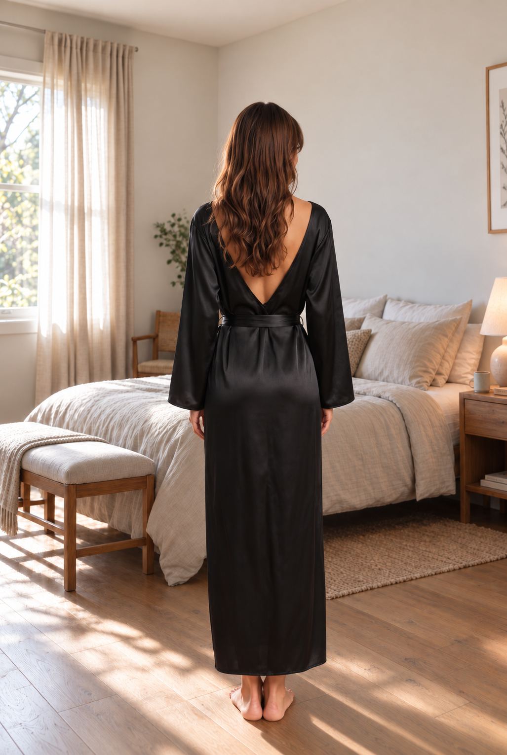 Black Self Tie Sleep Robe product image 4