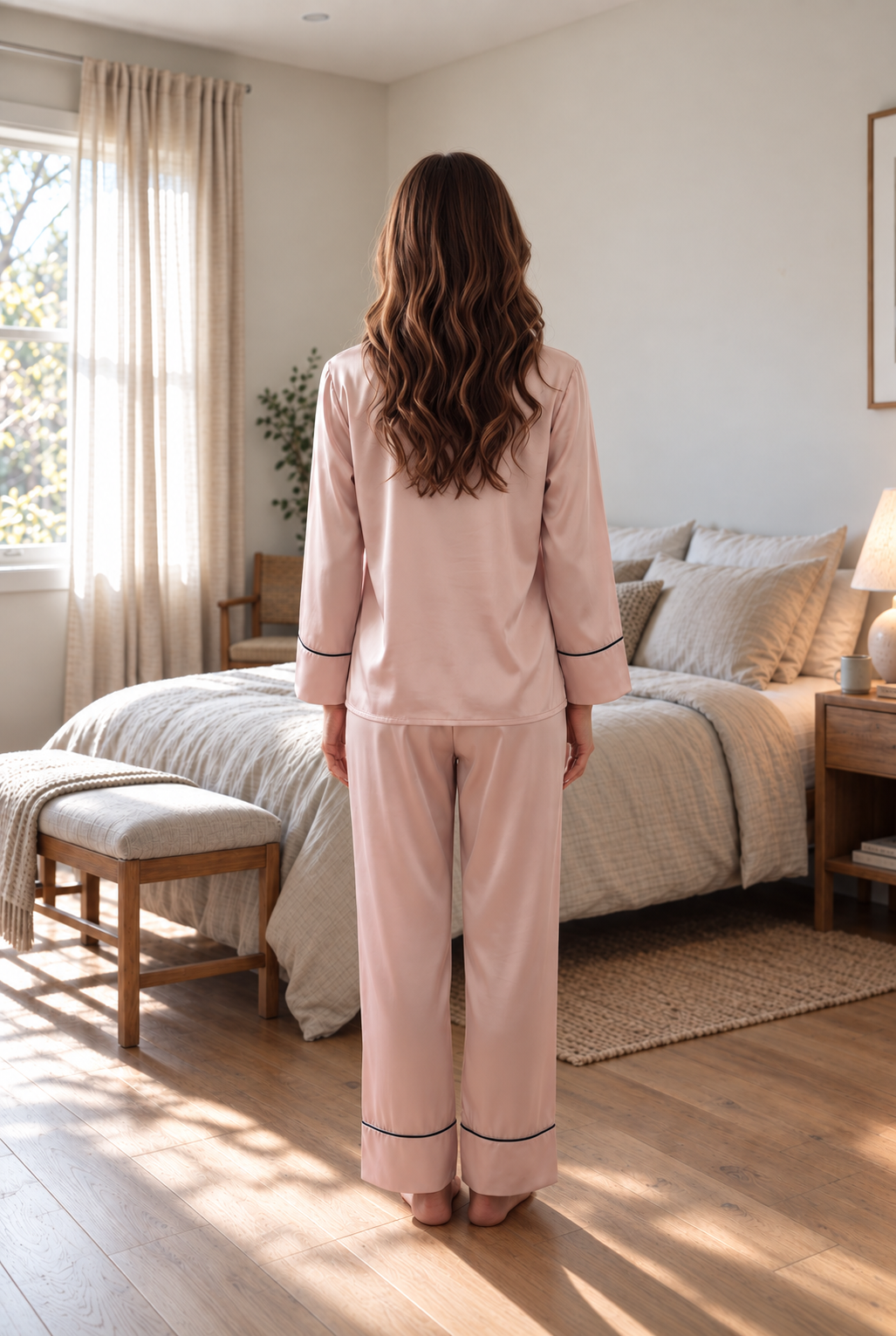 Pink Button Front Long Sleeve Pajama Set product image 4