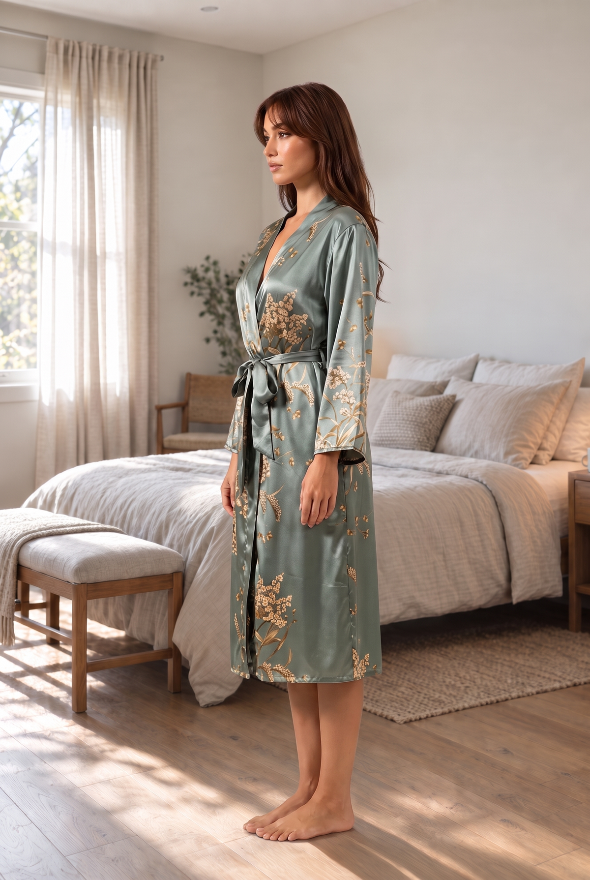 Floral Satin Self Tie Sleep Robe product image 3