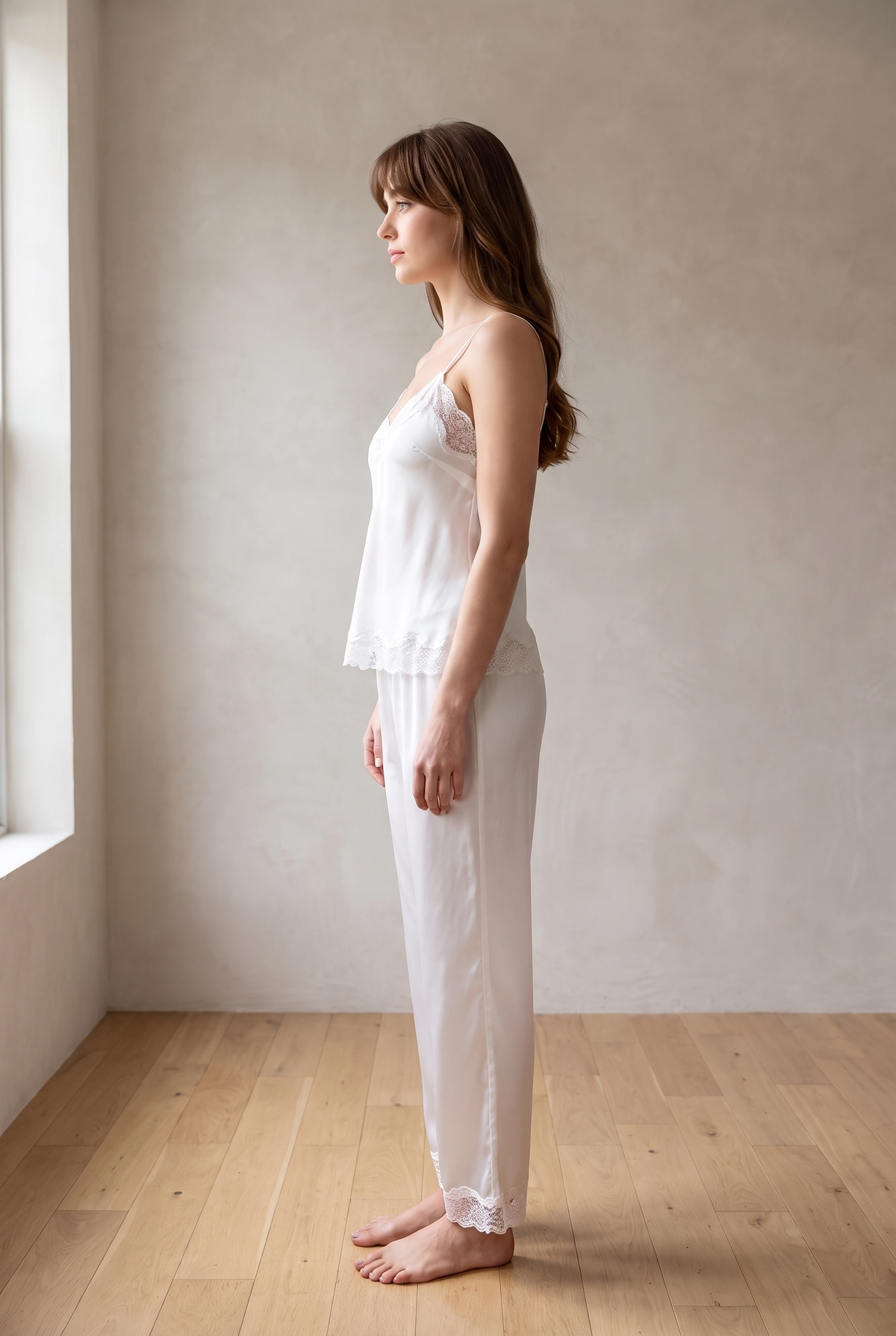 White Lace Trim Cami Pant Set product image 3